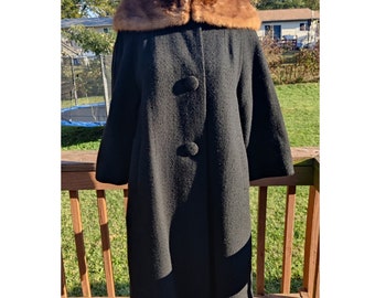 Vintage Holly Poplin Coat Fur Collar Jacket Peacoat Gray - Etsy