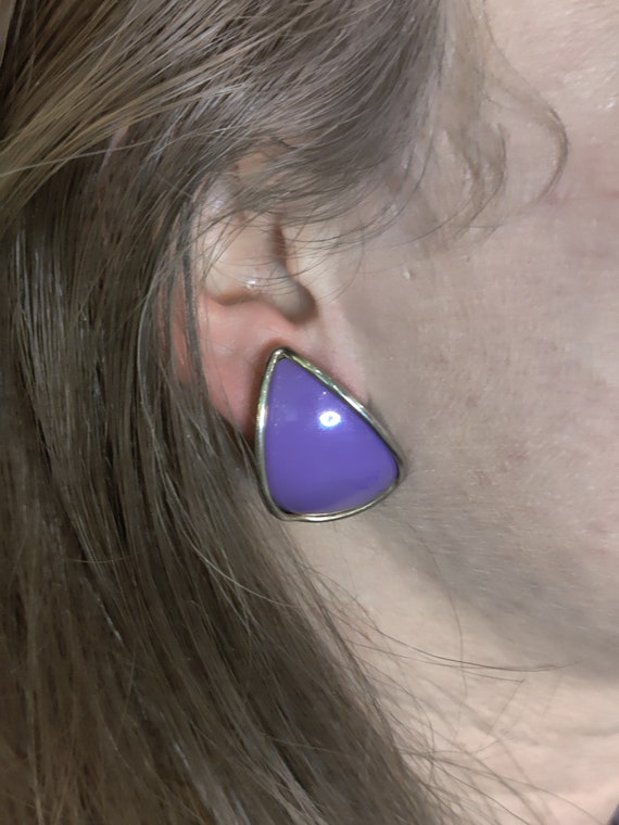 80s Purple Teardrop Stud Earrings