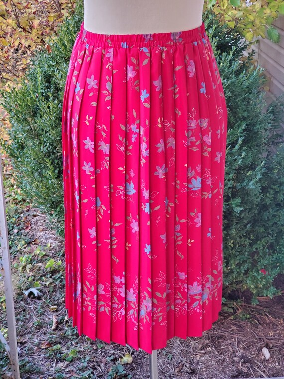 Size 14 90s Leslie Fay Pleated Floral Skirt - image 3