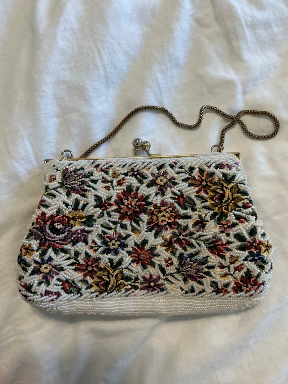 Vintage Floral and Beaded Coin Purse