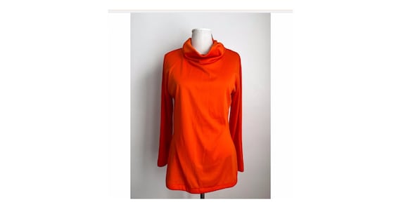 70s/80s Bright Orange Turtle Neck - image 1