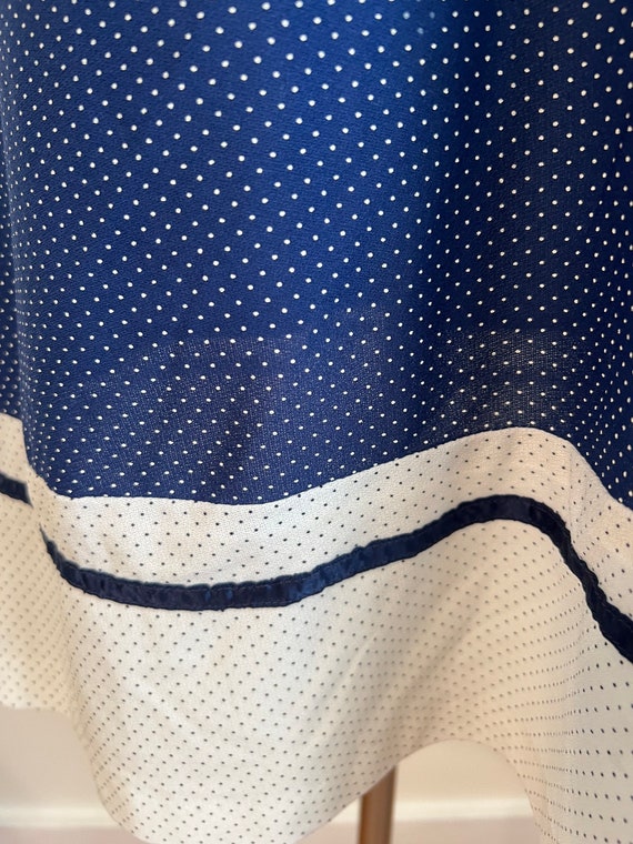 70s size S Navy and White Polkadot Dress - image 7