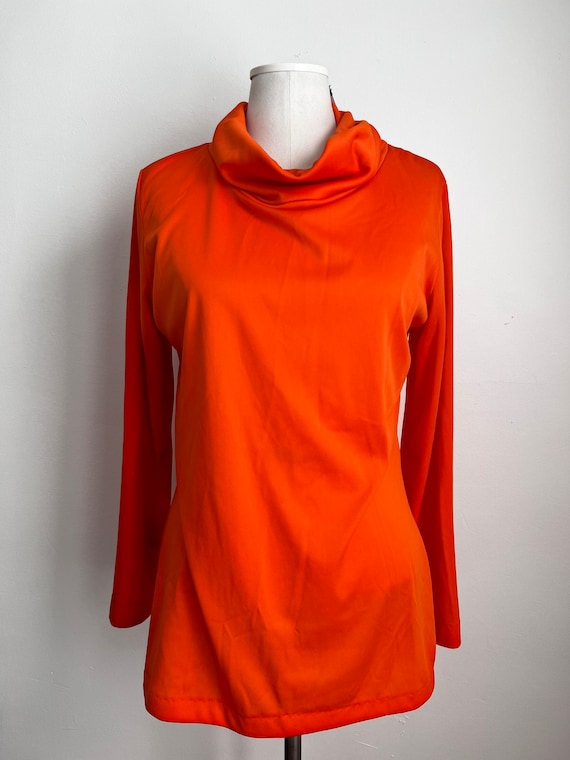 70s/80s Bright Orange Turtle Neck - image 2