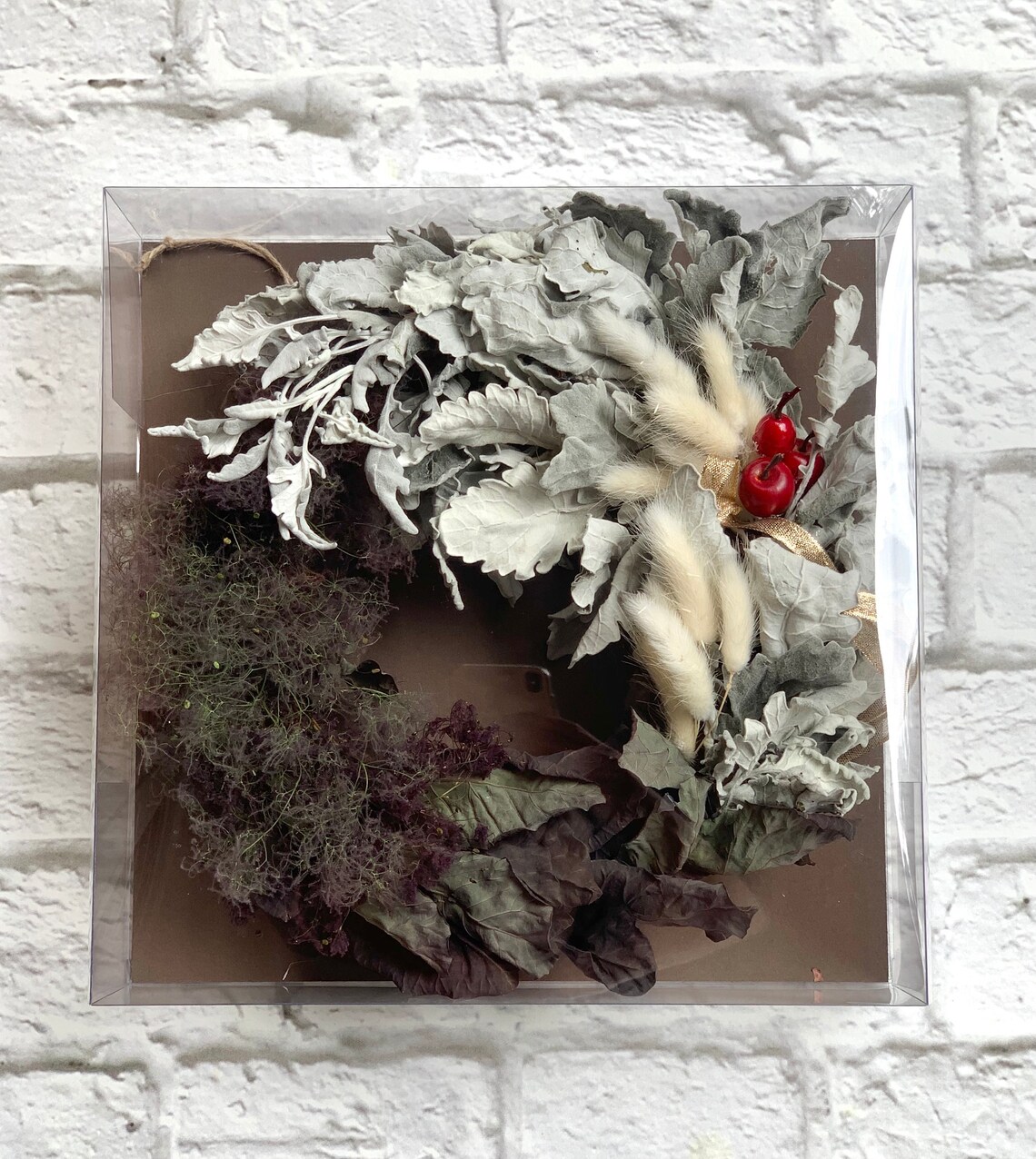 Dried Smoke tree & Dusty miller wreath φ28cm Etsy