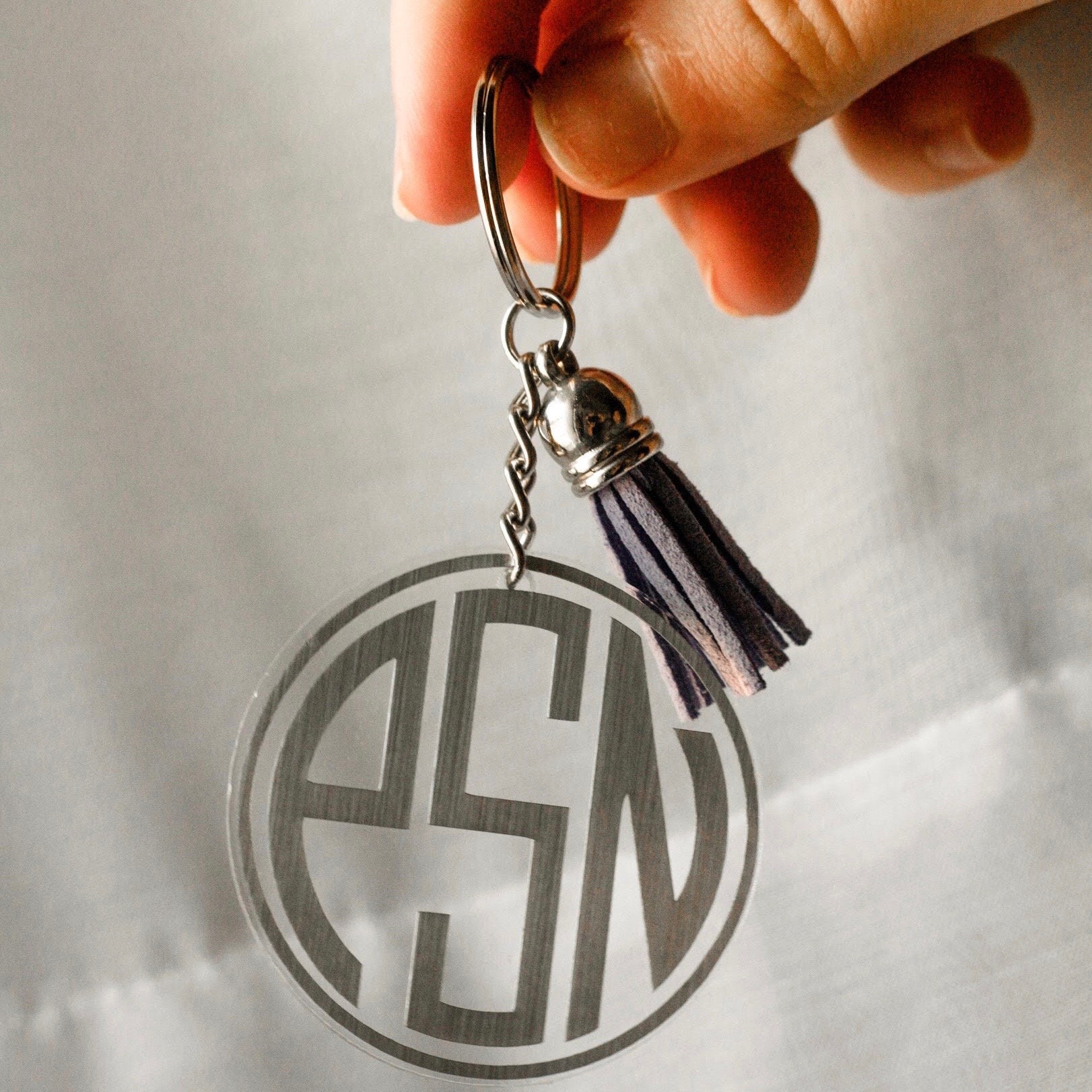 Monogram Keychain Etsy
