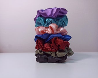 Handmade Scrunchies  - Satin scrunchies- in various colours -Hair ties - Scrunchie for women- Colorful Fabric scrunchies