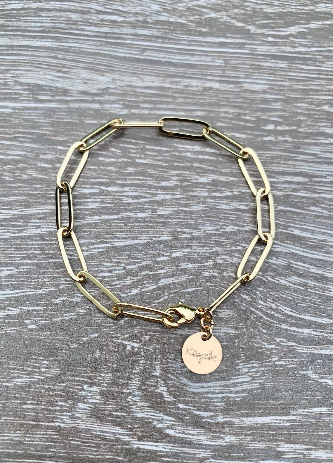 14k Gold Filled Paper Clip Bracelet Etsy