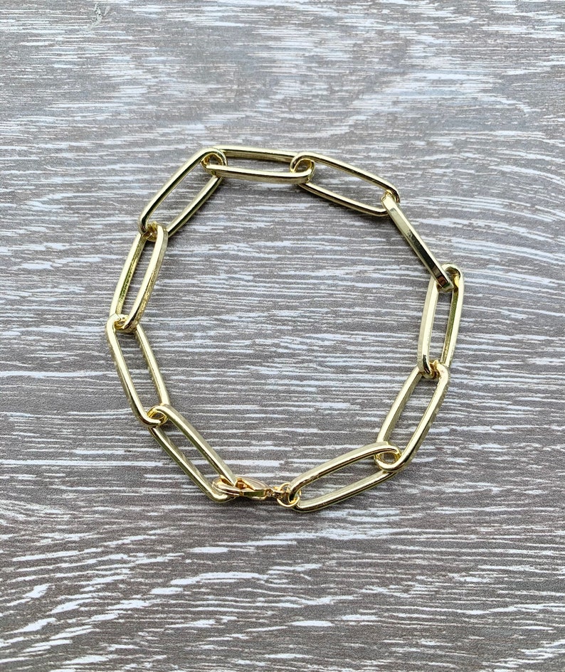 14k Gold Filled Paper Clip Bracelet Etsy