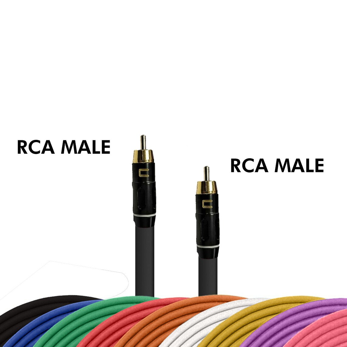 RCA Male Balanced Premium Audio Phono Cable Custom Length, Color