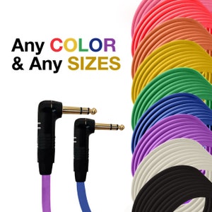 May include: Image of colorful audio cables with gold-colored connectors. The cables are available in various colors, including pink, orange, yellow, green, blue, purple, white, and black. Text on the image reads "Any COLOR & Any SIZES."