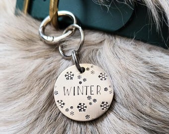 Custom handmade dog id tag Winter