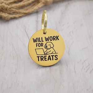 Work For Treats Engraved Custom Dog Tag Personalized Dog Name Tag ID Cat Collar Tag Customized Dog Tag