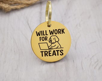 Work For Treats Engraved Custom Dog Tag Personalized Dog Name Tag ID Cat Collar Tag Customized Dog Tag