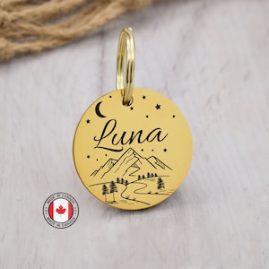 Dog tag for dogs Canada Mountains Design - Personalized ID Tag - Gift for Dog Mom - Engraved Dog Collar Tag
