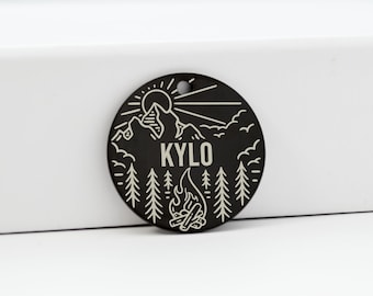 Mountain Forest Dog Tag | Pet Name Tag | Durable Pet ID | Dog Collar Tag | Dog Tag for Dogs | Engraved Pet ID | Trees Pet ID Tag | Custom