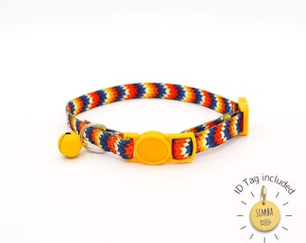 Personalized Cat Collar with ID Tag - Tribal Designs