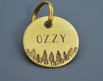 Hand stamped Dog Tag Gold | Personalised Pet Accessories | Custom Pet ID Adventure Design