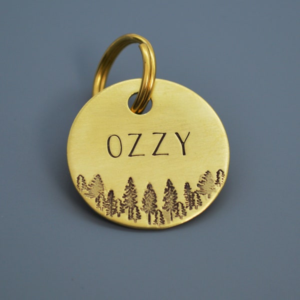 Hand stamped Dog Tag Gold | Personalised Pet Accessories | Custom Pet ID Adventure Design