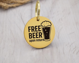Free Beer Engraved Custom Dog Tag Personalized Dog Name Tag ID Cat Collar Tag Customized Dog Tag