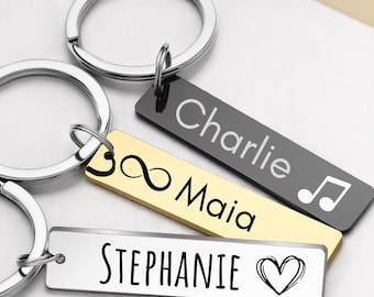 Custom Engraved Keychain with Symbol & Font Personalized Gift for Him or Her Cute Tag for Bag Keys Anniversary or Valentine’s
