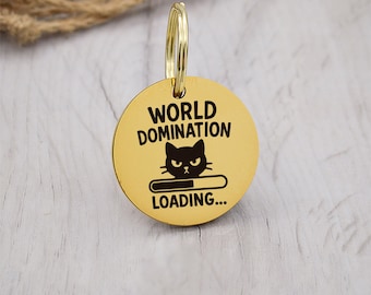 World Domination Design Engraved Custom Dog Tag Personalized Dog Name Tag ID Cat Collar Tag Customized Dog Tag