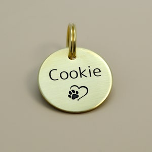 Personalized Dog Tag - Heart and Paw Design Minimalist - Deeply Engraved No Fade - Custom Dog Collar Tag