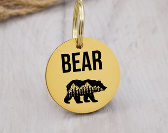 Bear Dog Tag | Personalized Dog Tag | Custom Engraved Dog Tag | Pet Tags in Canada | Custom Dog Tag | Dog Tag for Collars | Dog ID Tag