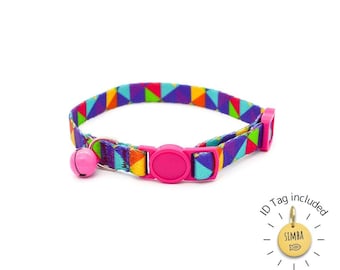 Personalized Cat Collar with ID Tag - Abstract Designs