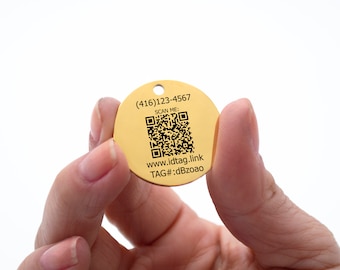 QR Code Dog Tag - Pet ID Tag with QR Code - No App, No Subscription - Free Service