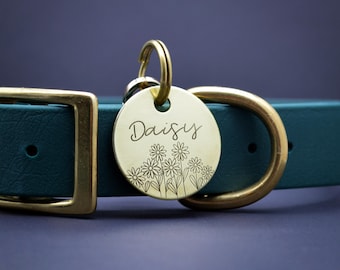 Custom Flower Pet Tag - Dog Tag for Collar - Dog Tags - Pet ID Tags - Personalized Name Tags - Cat Tags - Engraved Dog Tag - Deeply Engraved