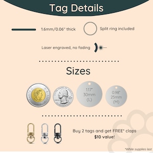 Customizable Pet ID Tags Size Info | Tag4MyPet