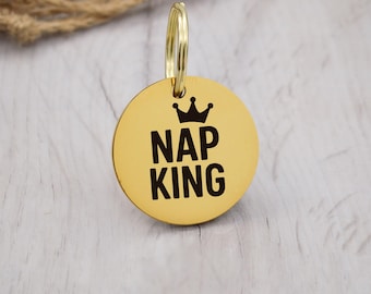 Nap King Design Engraved Custom Dog Tag Personalized Dog Name Tag ID Cat Collar Tag Customized Dog Tag