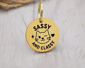 Sassy And Classy Design Engraved Custom Dog Tag Personalized Dog Name Tag ID Cat Collar Tag Customized Dog Tag