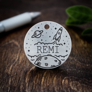 Rocket Dog Tag - Custom Engraved - Honden-ID - Hondenpenning - Hondenpenning voor honden - Hondenpenning Zilver - Hondenpenning Canada - Gepersonaliseerde Hondenpenning
