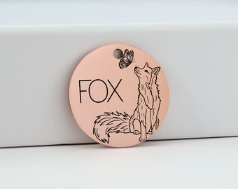 Fox Pet ID Tag | Rose Gold Dog Tag | Gift for Dog Lovers | Pet Name Tag | Cat Tag | Dog Tag Canada | Personalized Dog Tag | Dog Tag for Dogs