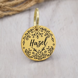 Médaille pour chien | Médaille florale pour chien | Médaille pour chien personnalisée | Médaille pour chat personnalisée | Médaillons d'identification pour chien | Médailles personnalisées pour animaux de compagnie | Carte d'identité de chien à graver personnalisée
