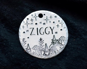 Pet ID Tag - Dog Tag - Mystical Design Dog Tag - Personalized Hand Stamped Pet Tags - Custom Dog Tag - Dog Collar ID Tag - Fairy Dog ID tag