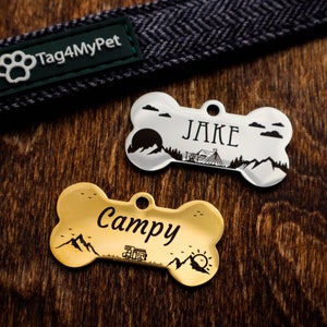 Forme d’os d’étiquette de chien | Plaque d'identité pour chiens | Étiquette d'identification personnalisée | Médaille gravée pour collier de chien