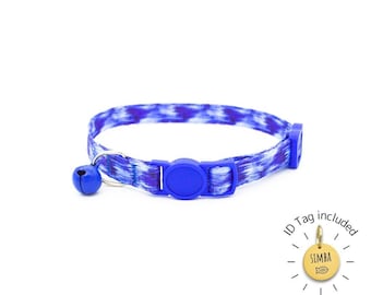 Personalized Cat Collar with ID Tag - Tie-dye Designs