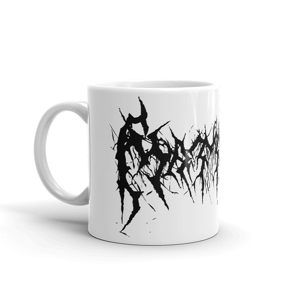 Black Metal Custom Name Coffee Mug black text