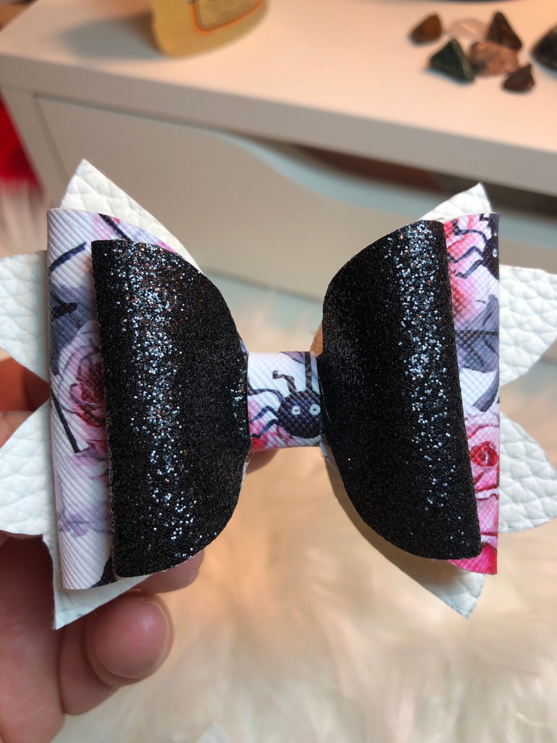 Halloween theme Faux Leather Hair bows Etsy