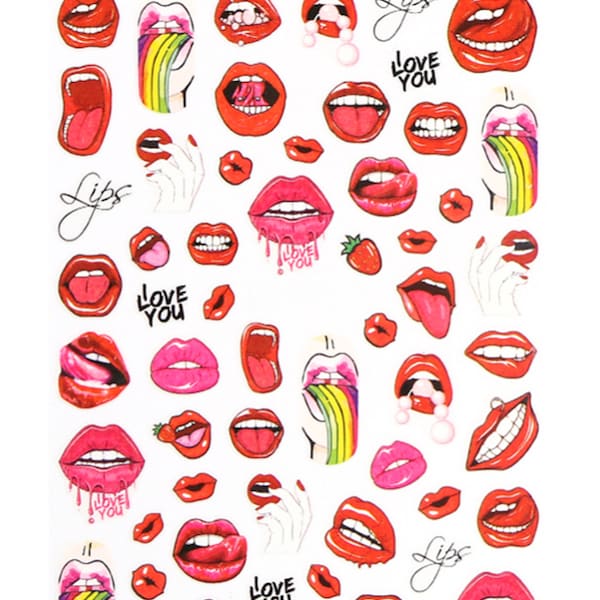 Lip Nail Decal Etsy