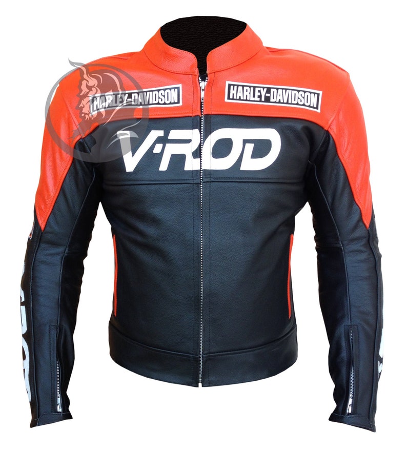 VROD Harley Davidson Motorcycle Customized Biker Leather Jacket with CE Approved Armor Protection