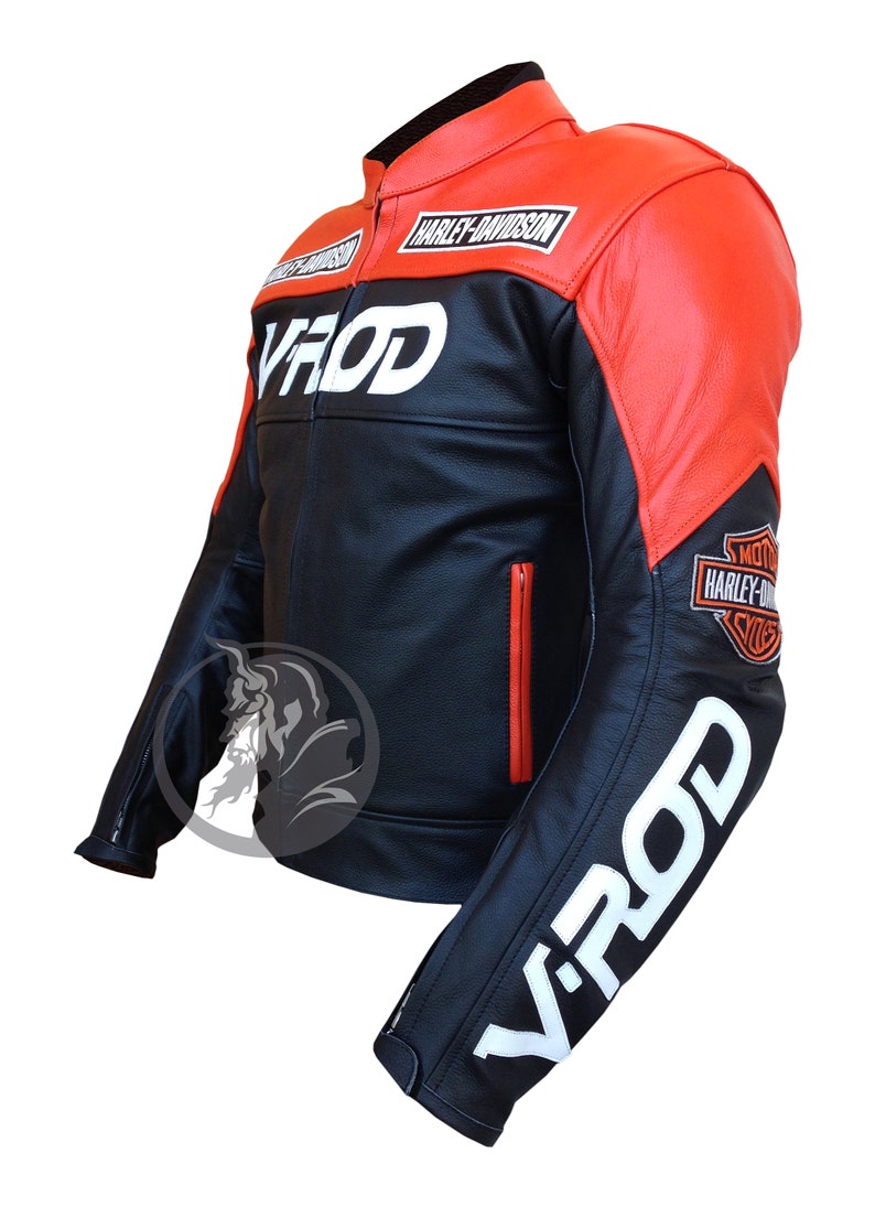 VROD Harley Davidson Motorcycle Customized Biker Leather Jacket with CE Approved Armor Protection