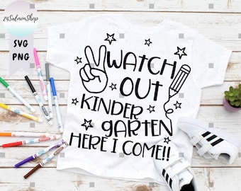 Achtung Kindergarten SVG PNG, Here I Come svg, Kinder zurück in die Schule svg, erster Schultag, digitale Sofort-Download-Datei für Cricut