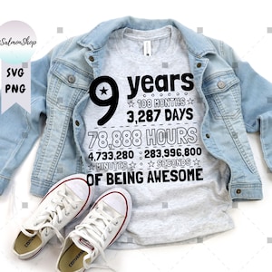 Neuf ans d'être génial SVG PNG, 9e anniversaire svg, svg métro 9 ans, cadeau de joyeux anniversaire, fichiers de coupe en téléchargement numérique pour Cricut