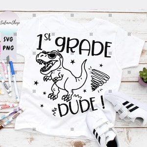 1st Grade T-Rex Dinosaur Boy SVG PNG, Ready to Crush 1st Grade, Pre-K Graduation 2026, 1st Day Back to School, Digital Instant Download File