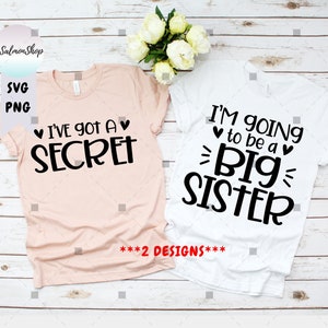Große Schwester SVG PNG, Baby offenbaren 2025 svg, ich habe ein Geheimnis, werde eine große Schwester, Schwangerschaftansage, digitaler Download geschnitten Datei