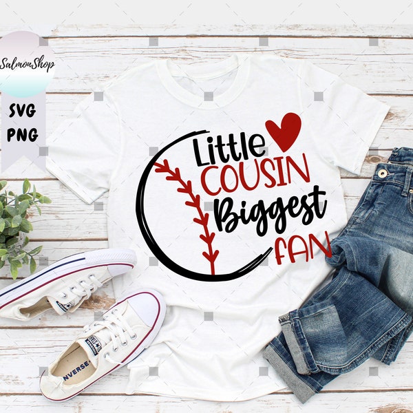 Little Cousin Biggest Fan SVG PNG, Baseball svg, Softball svg, Cheer Cousin svg, Biggest Fan svg, Digital Download Cut Files for Cricut