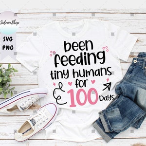 Ho nutrito piccoli umani per 100 giorni in formato SVG PNG, Lunch Lady 100 giorni di scuola in formato SVG, Neomamma 100 giorni, Download digitale di file tagliati per Cricut